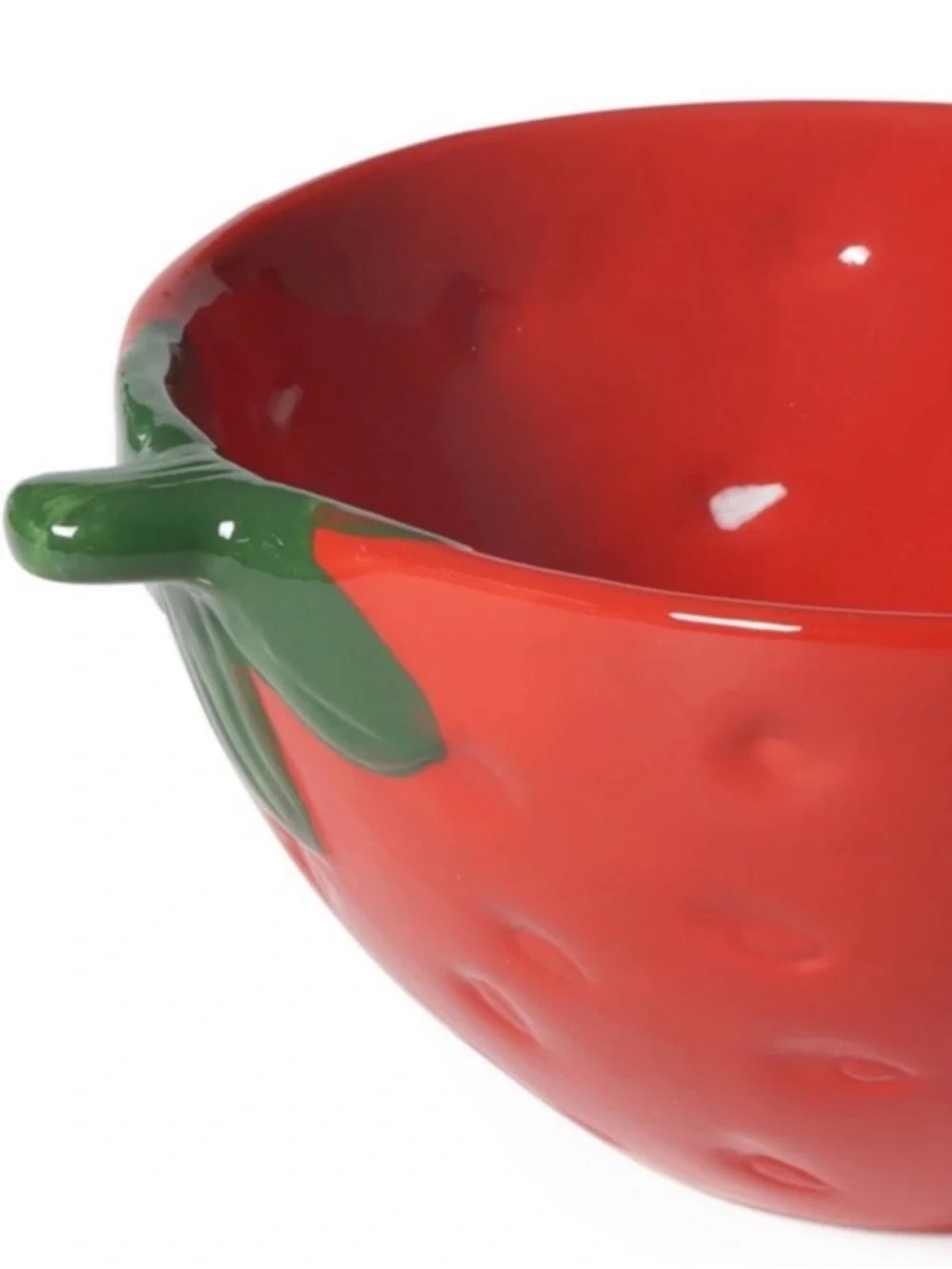 Red Strawberry Ceramic Serving Bowl with Green Leaf Accent - Home Dining Target